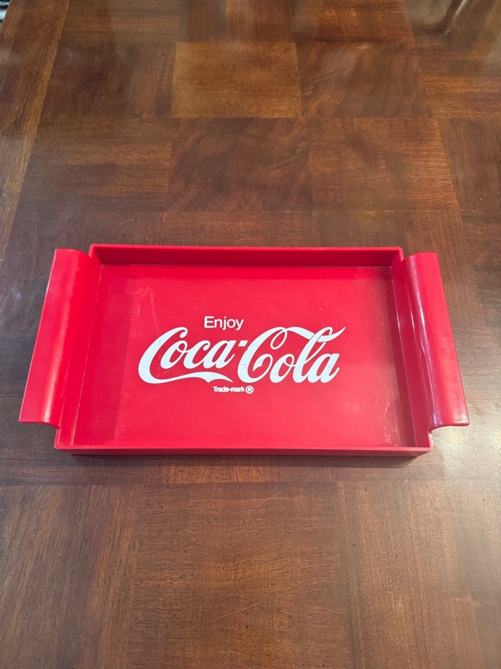 Vintage Enjoy  Coca Cola Plastic Red Tray 7.5 x 13.5" Coke